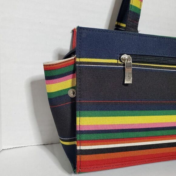 Vintage Festival Striped Shoulder Handbag Purse Electric Rainbow - Picture 3 of 13